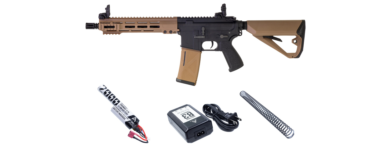 Arcturus Tactical LWT MK-I CQB 10" AEG Sport Rifle Starter Pack - (Black/Tan) - Click Image to Close