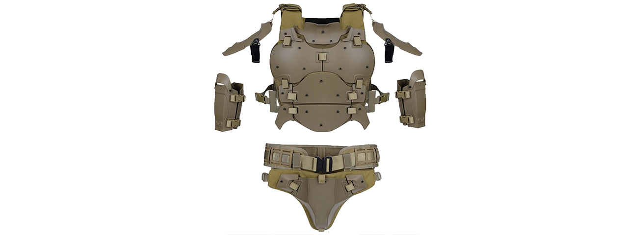 Full Tactical WST Body Armor Suit - (Tan) - Click Image to Close