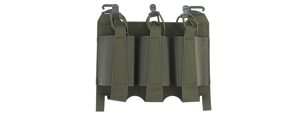 Triple Elastic Mag Pouch For Tactical Vests - (OD Green) - Click Image to Close