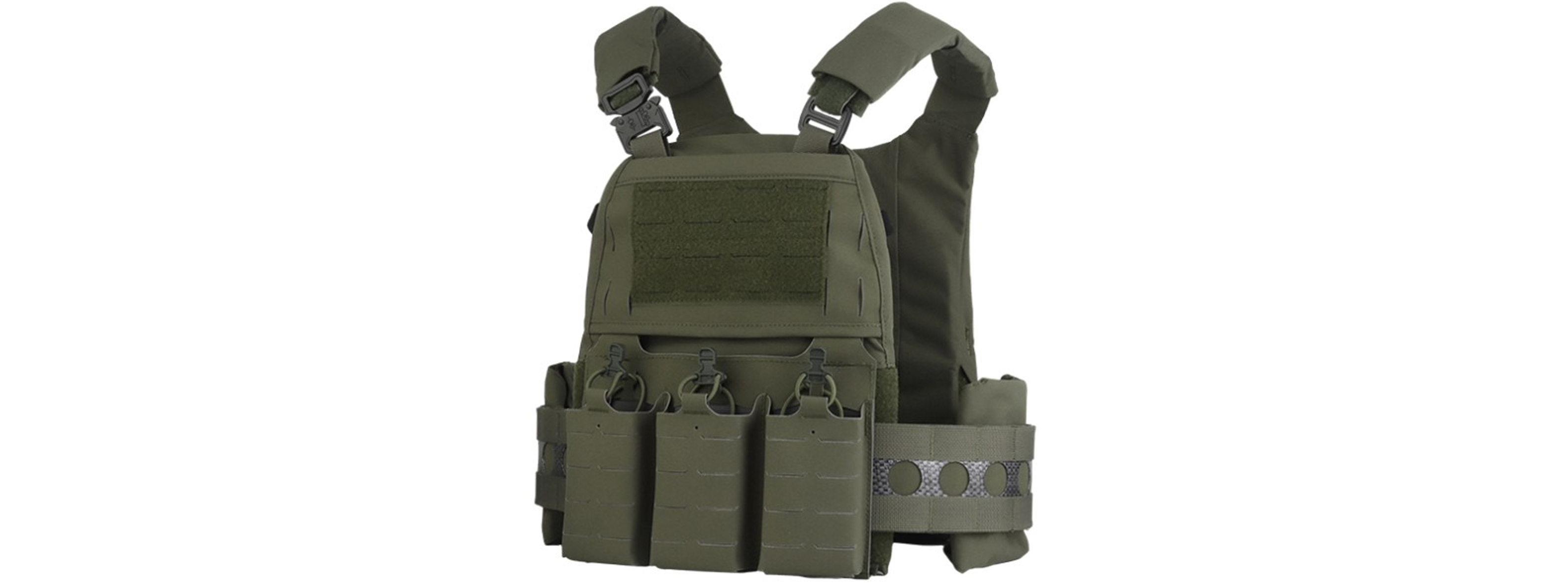 Plate Carrier Tactical Vest w/ Mag Pouches - (OD Green) - Click Image to Close