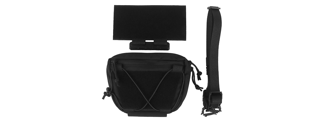 Tactical Vest Drop Pouch Equipment With Shoulder Strap Quick Release Rail - (Black) - Click Image to Close