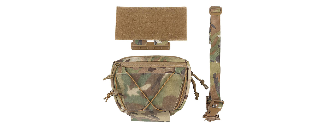 Tactical Vest Drop Pouch Equipment With Shoulder Strap Quick Release Rail - (Camo) - Click Image to Close