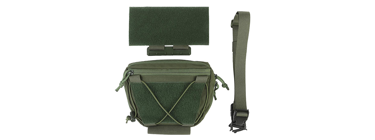 Tactical Vest Drop Pouch Equipment With Shoulder Strap Quick Release Rail - (OD Green) - Click Image to Close