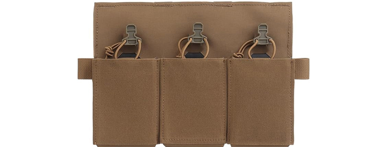 Triple Elastic Magazine Pouch MAG Tool Holder - (Tan) - Click Image to Close