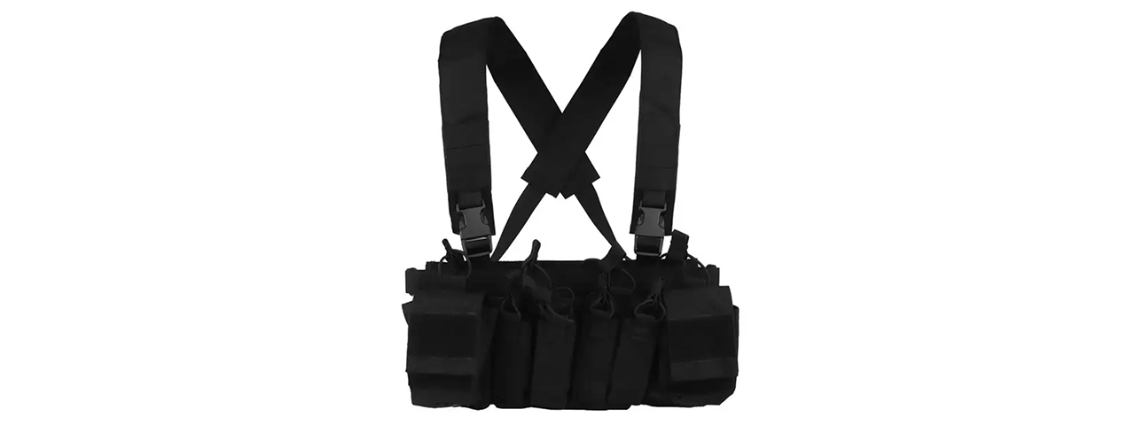 Multifunctional Tactical Chest with Modular Mag Pouches - (Black) - Click Image to Close