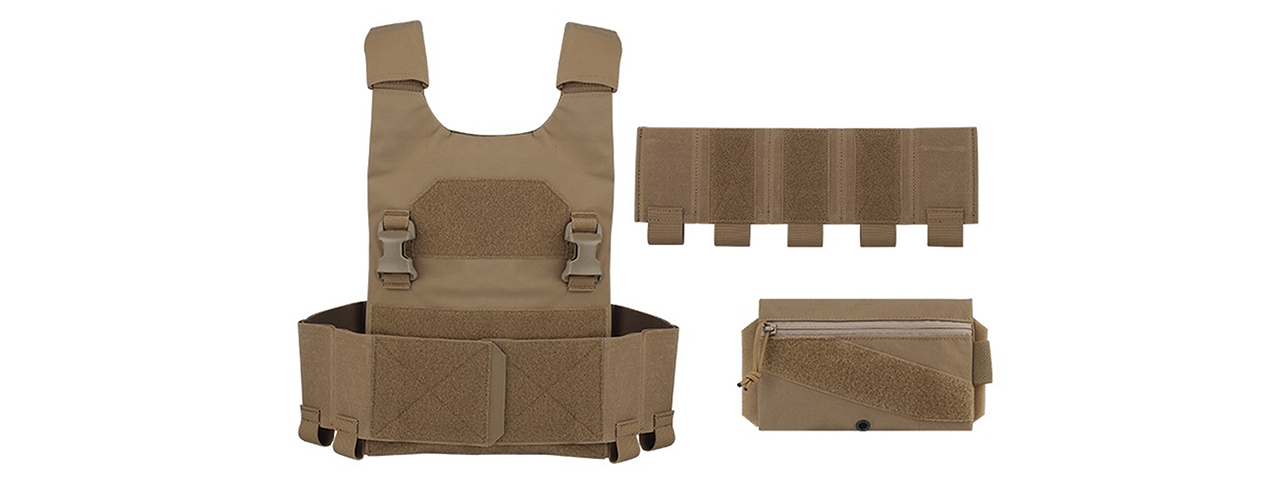 Lightweight Tactical Plate Carrier Set - (Tan) - Click Image to Close