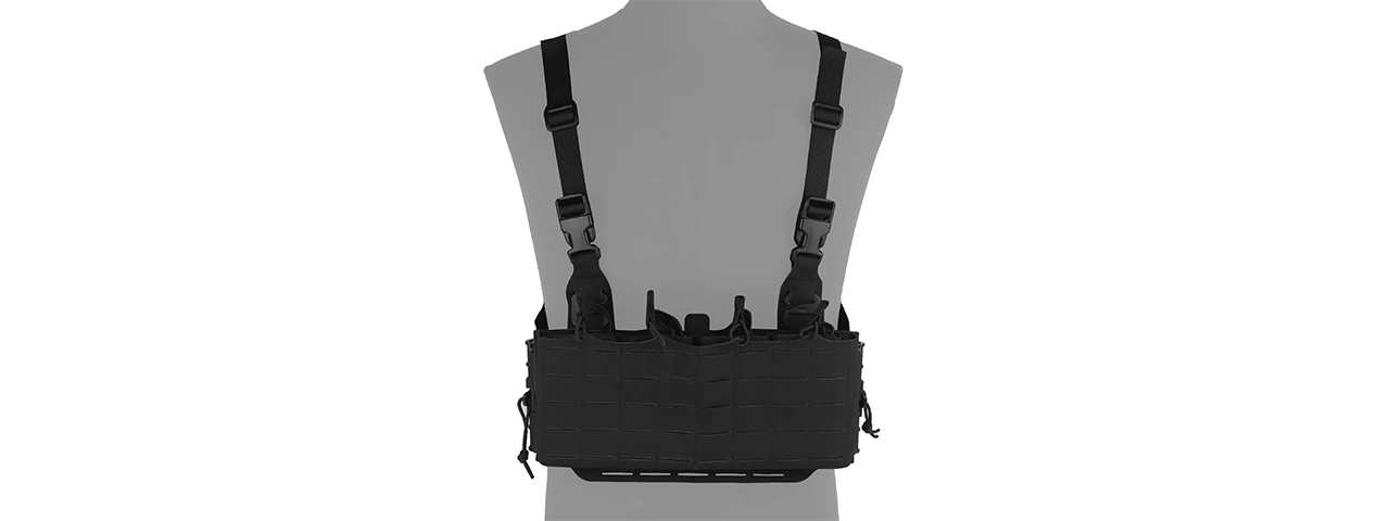 Tactical Molle Chest Rig Vest w/ 5.56 Magazine Front Panel - (Black) - Click Image to Close