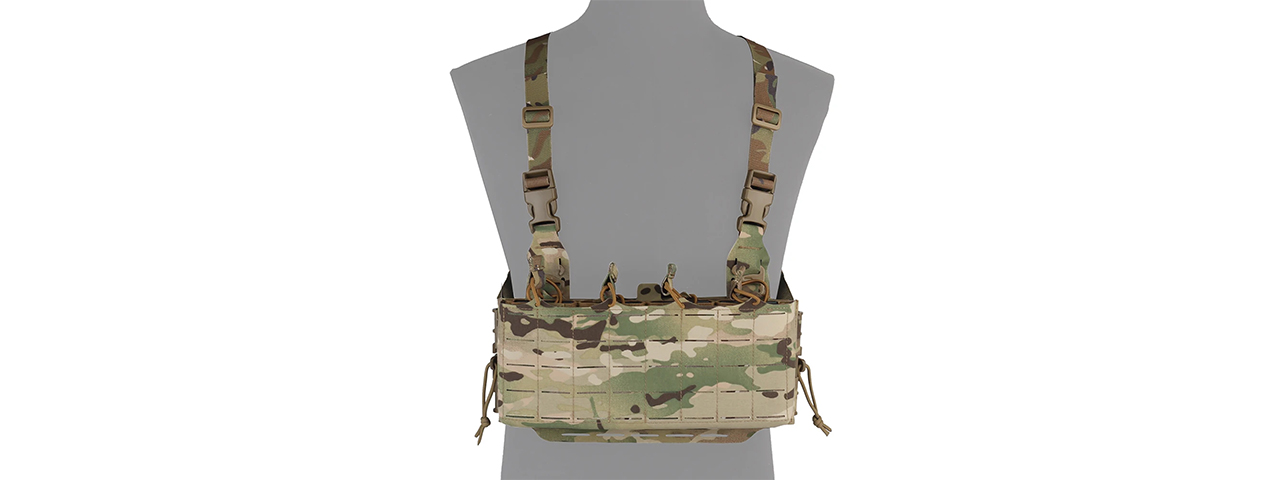 Tactical Molle Chest Rig Vest w/ 5.56 Magazine Front Panel - (Camo) - Click Image to Close