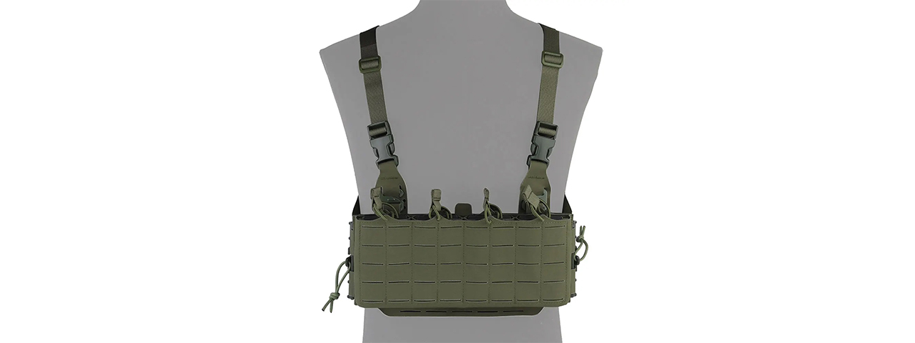 Tactical Molle Chest Rig Vest w/ 5.56 Magazine Front Panel - (OD Green) - Click Image to Close