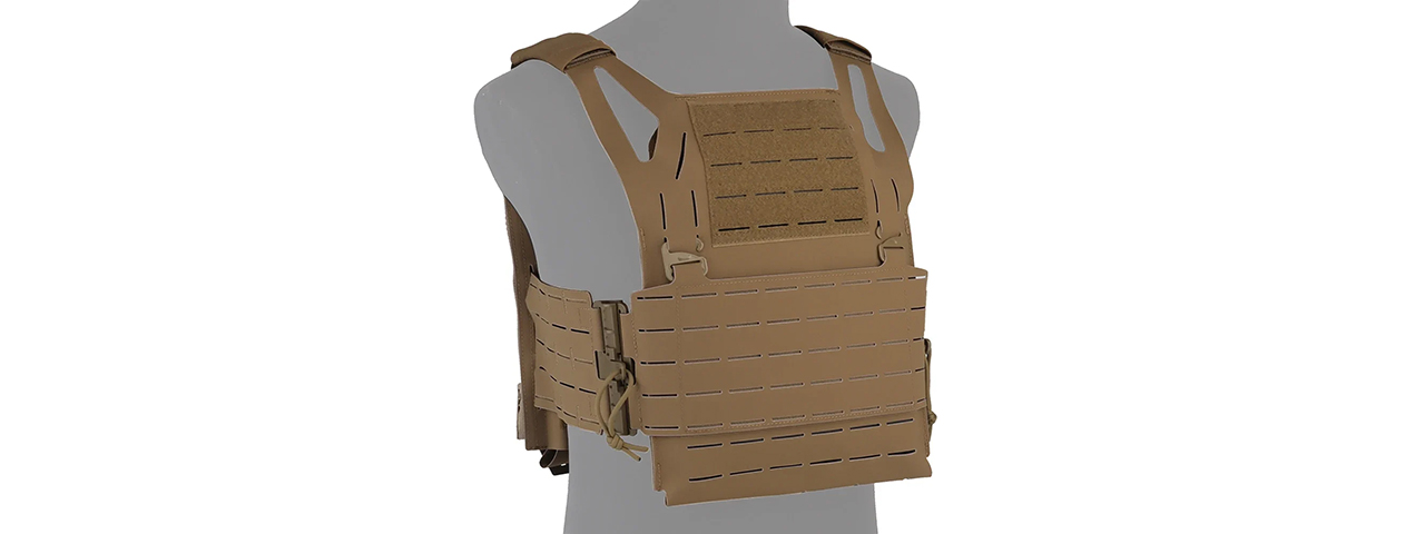 Military Tactical Vest Quick Release Plate Carrier - (Tan) - Click Image to Close