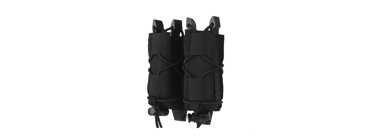 Tiger Type Short Mag Double Quick Pull Pouch - (Black) - Click Image to Close