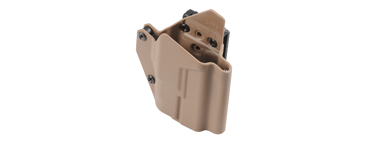 Lancer Tactical Light Bearing Hard Shell Holster for Glock 17 (Tan) - Click Image to Close