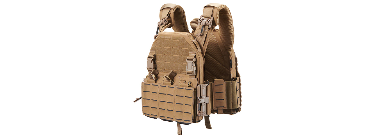 Lancer Tactical 2018 Front/Back Pro Plate Carrier - (Tan) - Click Image to Close