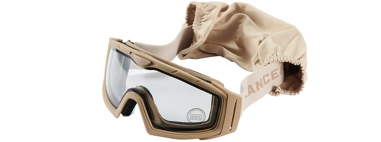 Lancer Tactical Rage Protective Tan Airsoft Goggles (CLEAR LENS) - Click Image to Close