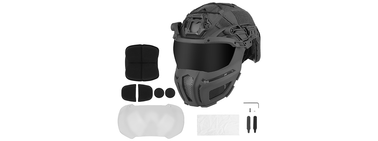 Full Protection Tactical FAST Airsoft Helmet - (Black) - Click Image to Close