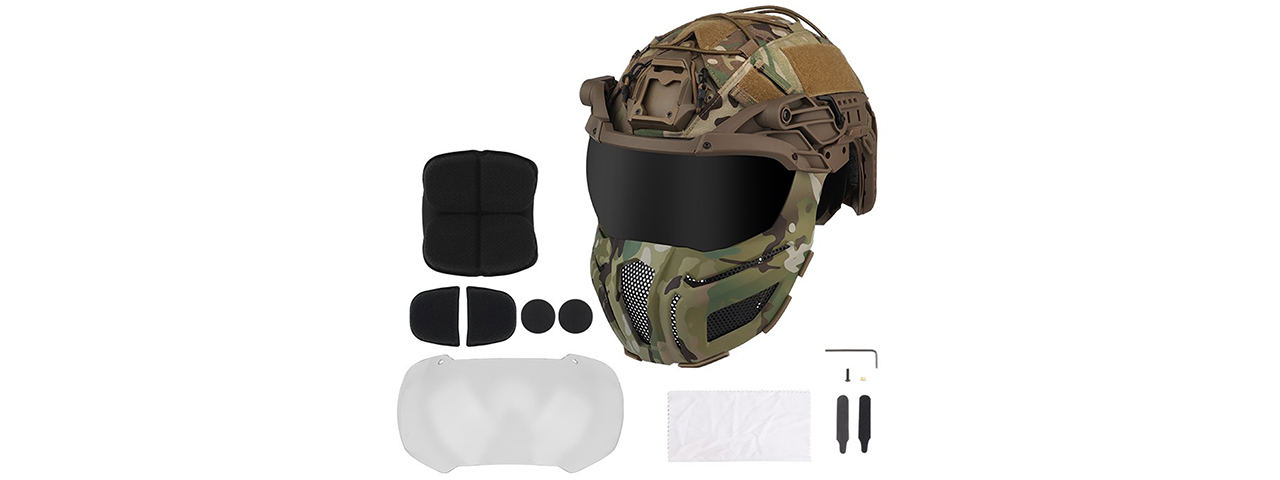 Full Protection Tactical FAST Airsoft Helmet - (Camo) - Click Image to Close