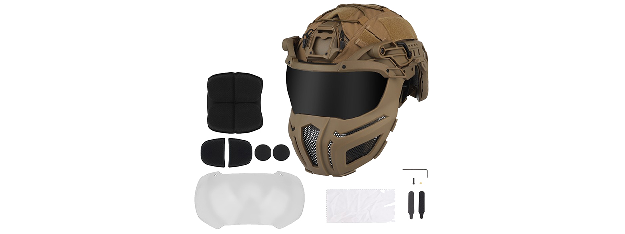 Full Protection Tactical FAST Airsoft Helmet - (Tan) - Click Image to Close