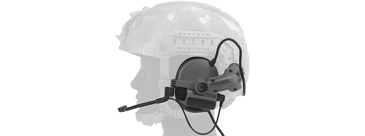 Airsoft C5 Tactical Communication Headset For Helmets - (Black) - Click Image to Close