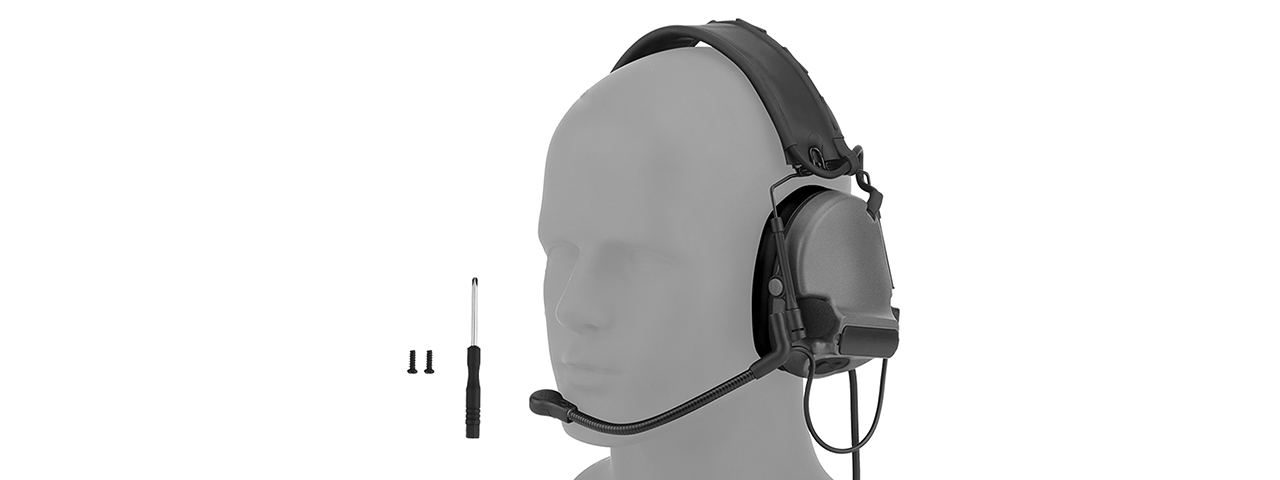 Airsoft C5 Tactical Communication Headset - (Black) - Click Image to Close