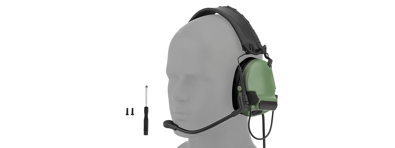 Airsoft C5 Tactical Communication Headset - (OD Green) - Click Image to Close