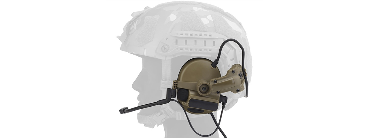 Airsoft C5 Tactical Communication Headset For Helmets - (Tan) - Click Image to Close