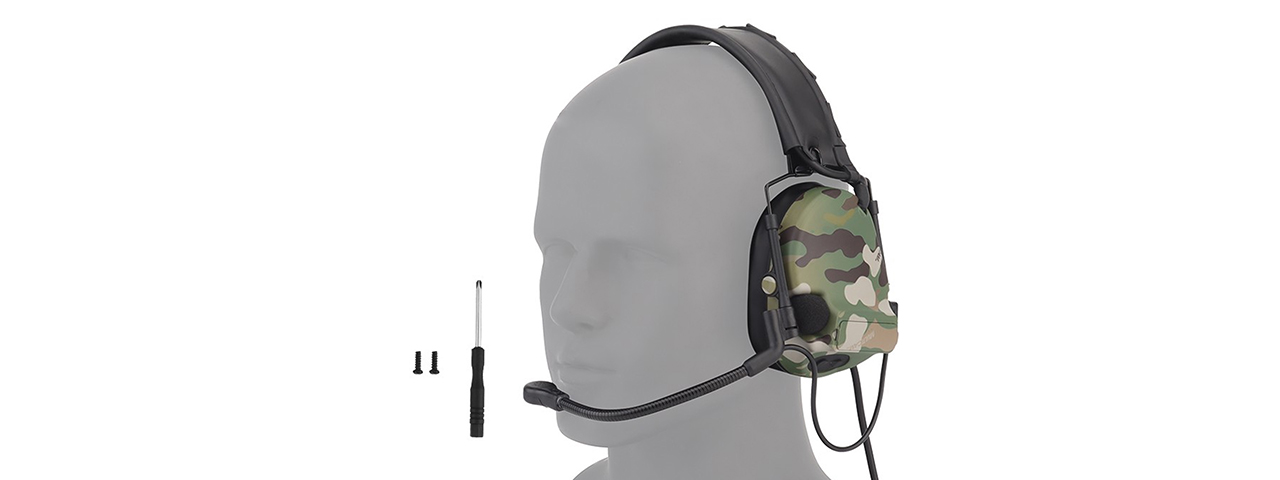 Airsoft C5 Tactical Communication Headset w/ Noise Reduction - (Camo) - Click Image to Close