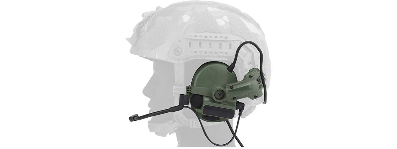 Airsoft C5 Tactical Communication Headset w/ Noise Reduction For Helmets - (OD Green) - Click Image to Close