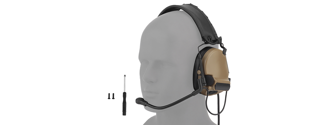 Airsoft C5 Tactical Communication Headset w/ Noise Reduction - (Black) - Click Image to Close