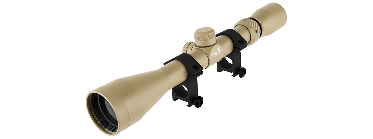 Lancer Tactical 3 - 9 X 40 Rifle Scope w/ Rings (Tan) - Click Image to Close