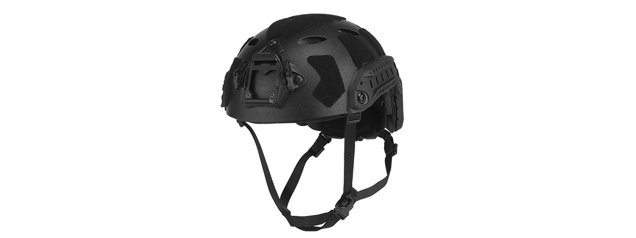 Tactical High Cut Airsoft Helmet Sandblasted Version - (Black) - Click Image to Close