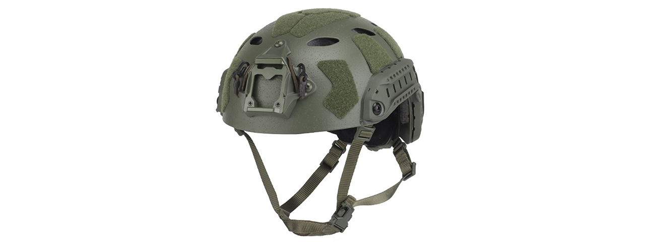 Tactical High Cut Airsoft Helmet Sandblasted Version - (OD Green) - Click Image to Close