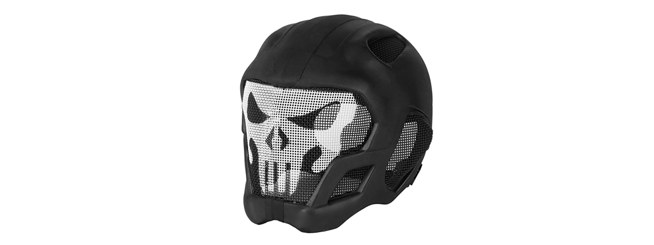 Tactical Lightweight Mesh Full Protection Face Mask & Helmet - (Black) - Click Image to Close