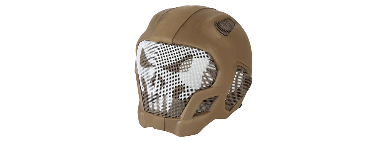 Tactical Lightweight Mesh Full Protection Face Mask & Helmet - (Tan) - Click Image to Close