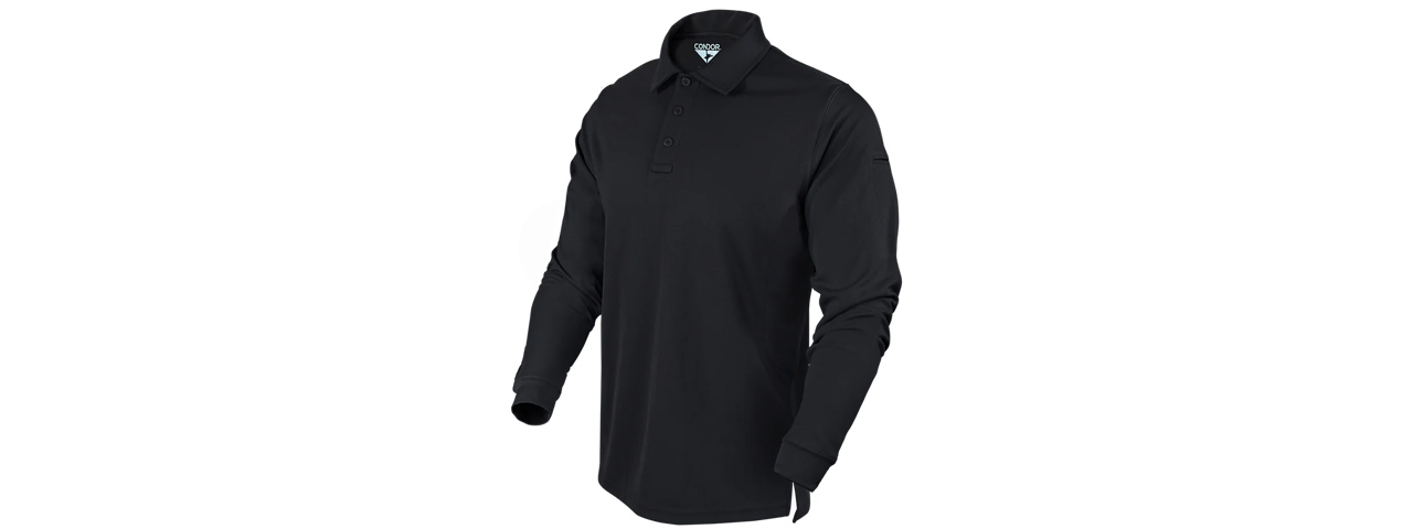 Condor Outdoor Long Sleeve Performance Tactical Polo - (Black) - Click Image to Close