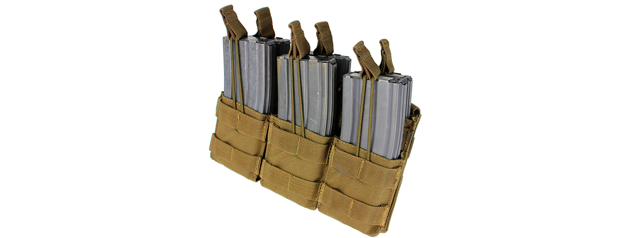 Condor Outdoor MOLLE Open-Top Triple Stacker M4 Magazine Pouch - (Tan) - Click Image to Close