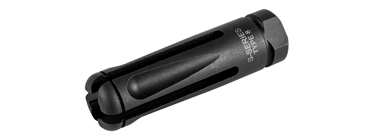 G&G S-Series Steel Flash Hider Type 8 14mm CCW - (Black) - Click Image to Close