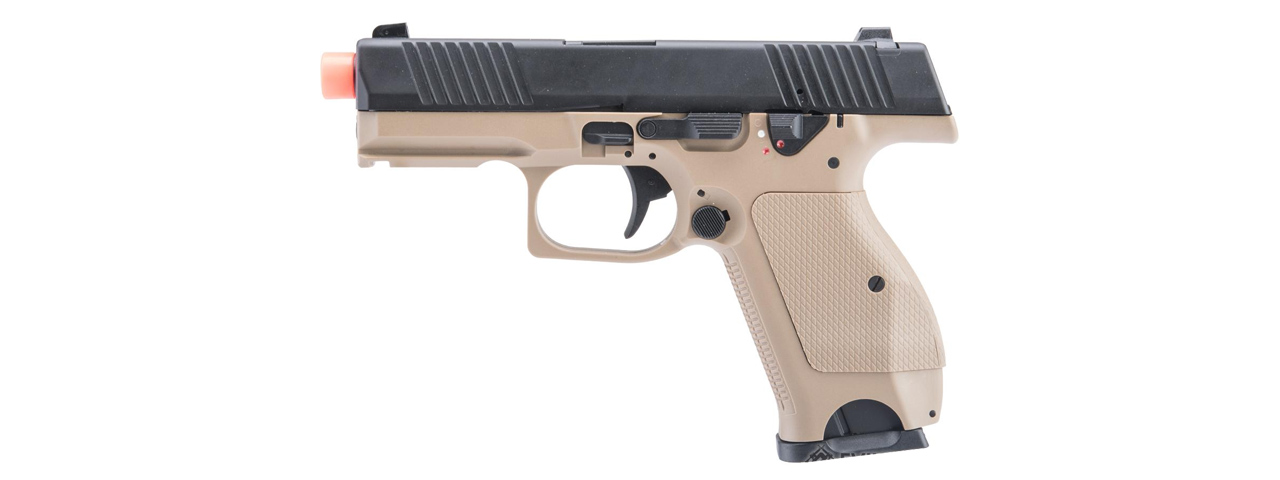 Kizuna Works KW-15K Gas Blowback Airsoft Pistol - (Tan/Black) - Click Image to Close