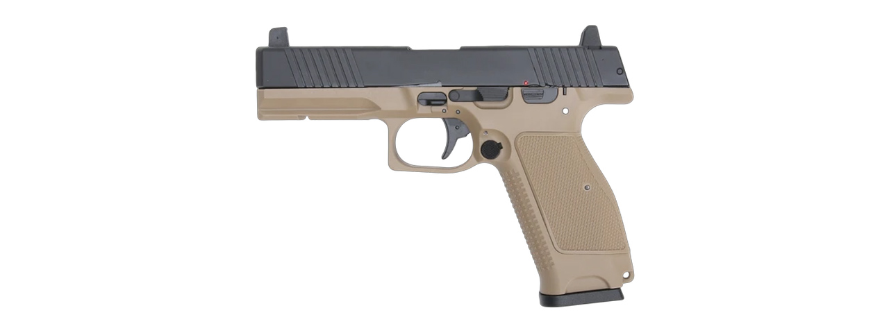 Kizuna Works MKW Full Sized Gas Blowback Airsoft Pistol - (Tan/Black) - Click Image to Close