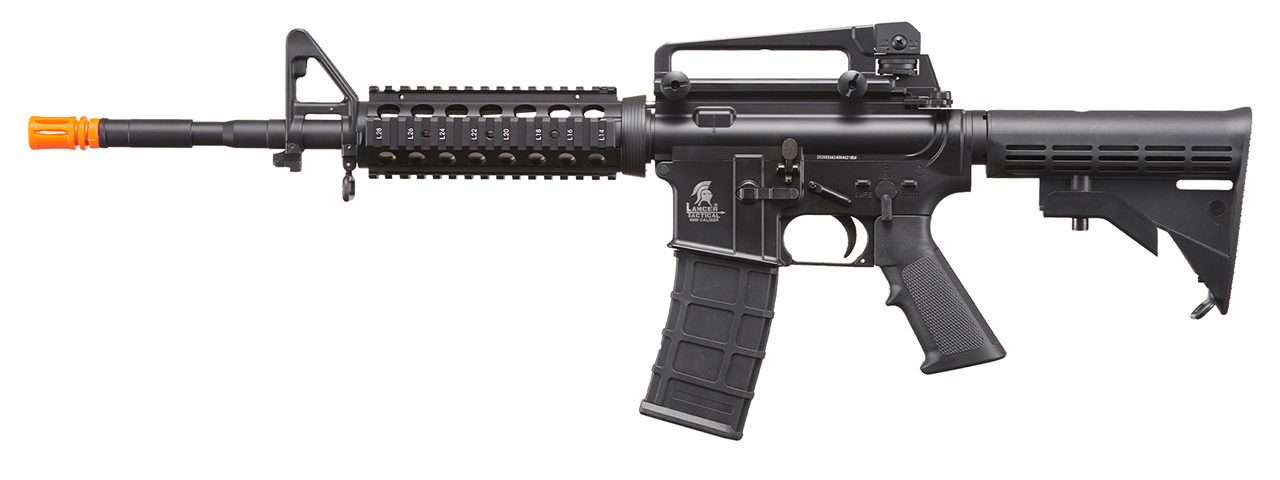 Lancer Tactical Airsoft M4A1 RIS Full Polymer Gas Rifle Blowback - (Black) - Click Image to Close