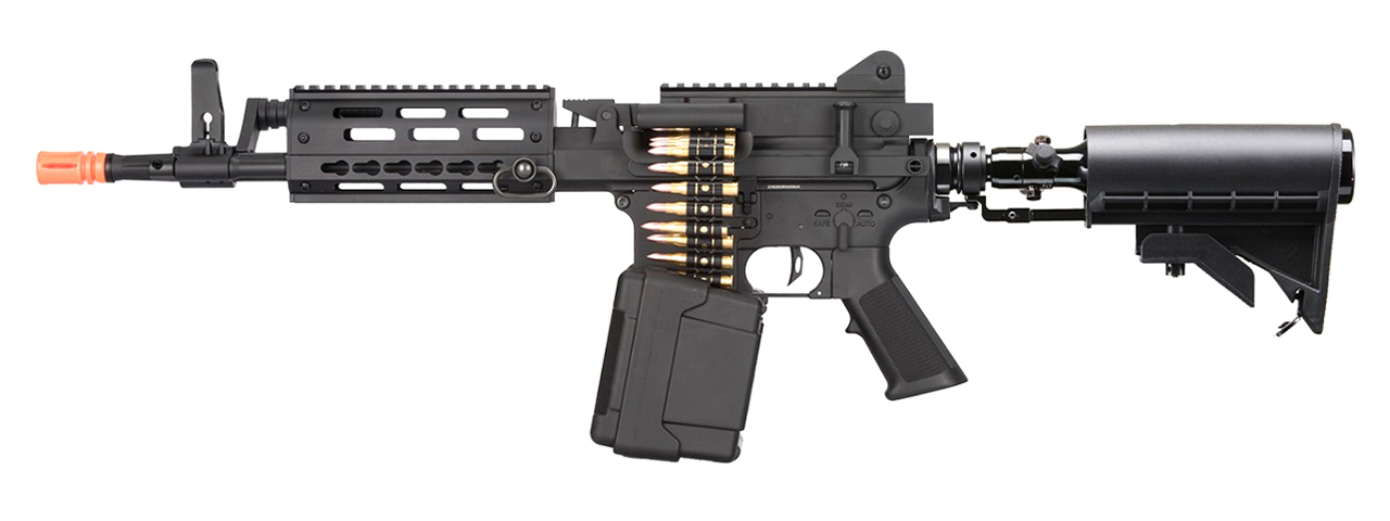 Lancer Tactical MCR Light Machine Gun HPA Airsoft Rifle w/ Tank - (Black) - Click Image to Close