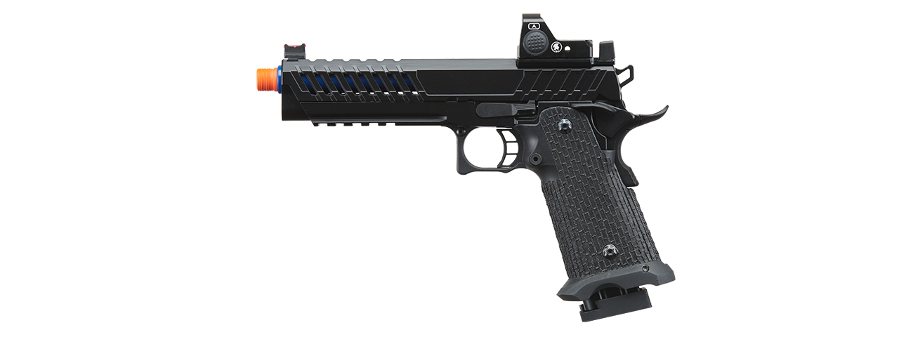 Lancer Tactical Knightshade Hi-Capa Gas Blowback Airsoft Pistol w/ Red Dot Sight - (Blue) - Click Image to Close