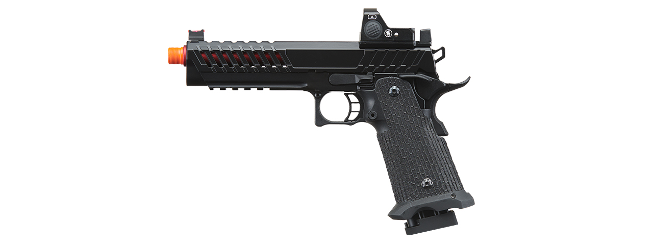 Lancer Tactical Knightshade Hi-Capa Gas Blowback Airsoft Pistol w/ Red Dot Sight - (Red) - Click Image to Close