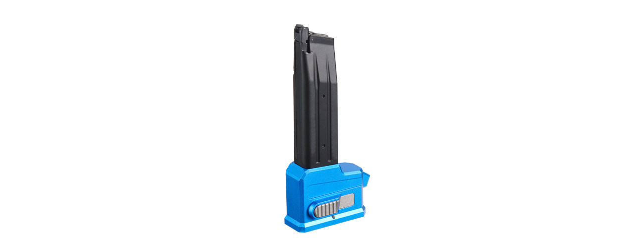 Lancer Tactical HPA AEG M4 Magazine Adaptor For TM HICAPA Airsoft Pistols - (Blue) - Click Image to Close