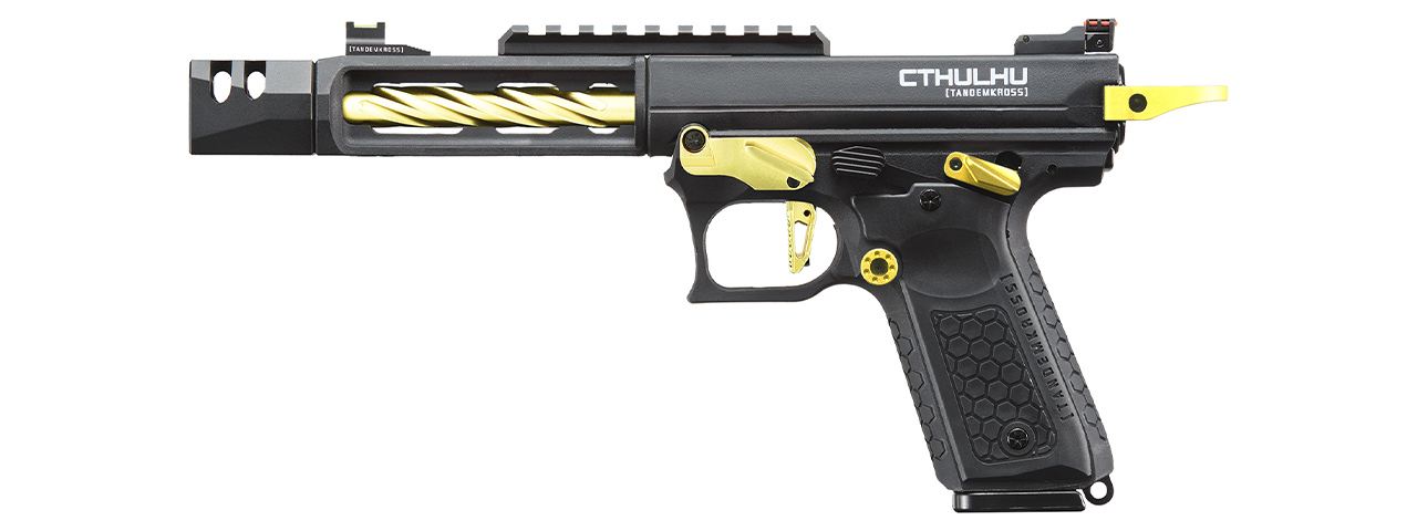 Lancer Tactical x Tandemkross CTHULHU Gas Blow Back Pistol - (Black/Gold) - Click Image to Close