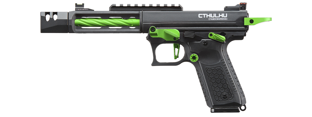 Lancer Tactical x Tandemkross CTHULHU Gas Blow Back Pistol - (Black/Green) - Click Image to Close