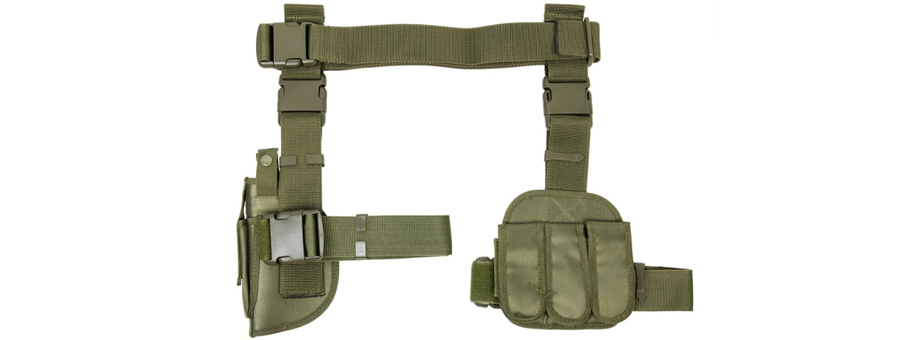 NcStar Vism Drop Leg Holster & Mag Pouch - (Green) - Click Image to Close