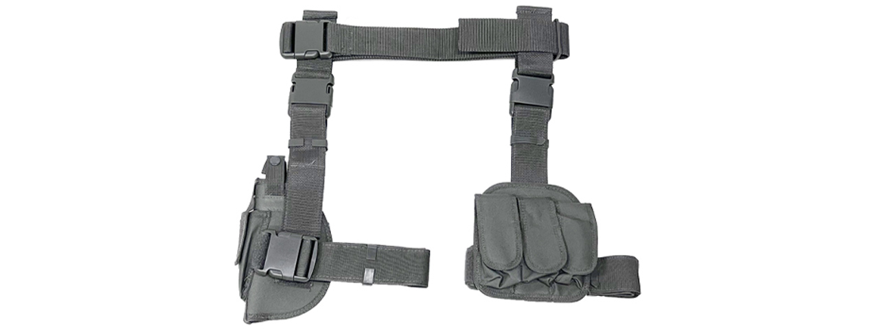 NcStar Vism Drop Leg Holster & Mag Pouch - (Urban Gray) - Click Image to Close