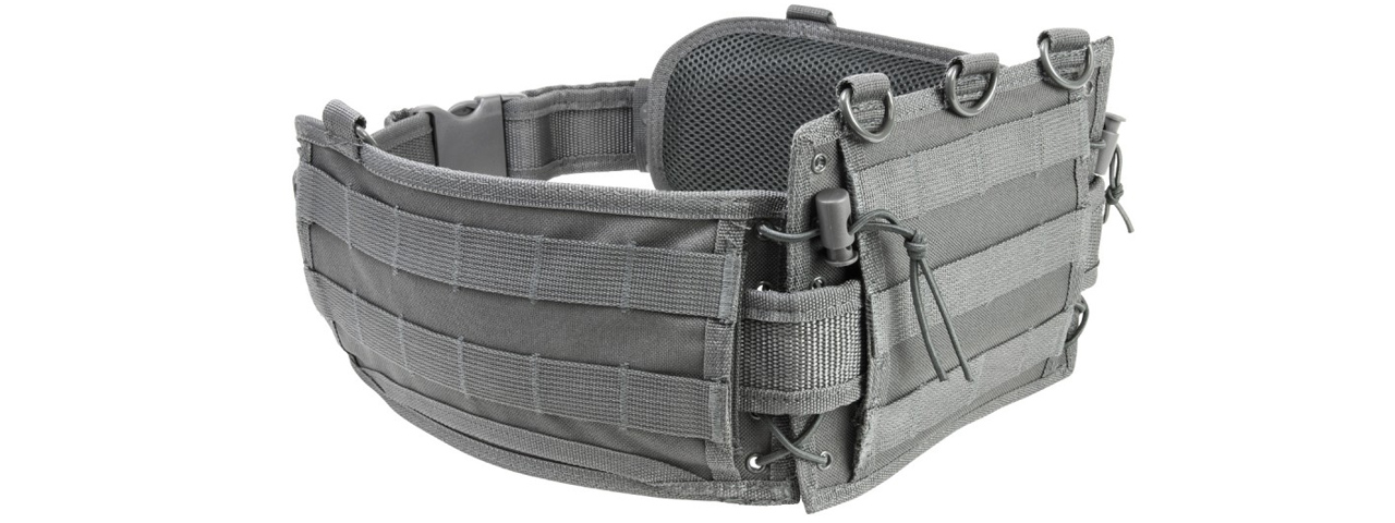 NcStar Low-Profile MOLLE Battle Belt w/ QD Combat Belt - (Urban Gray) - Click Image to Close