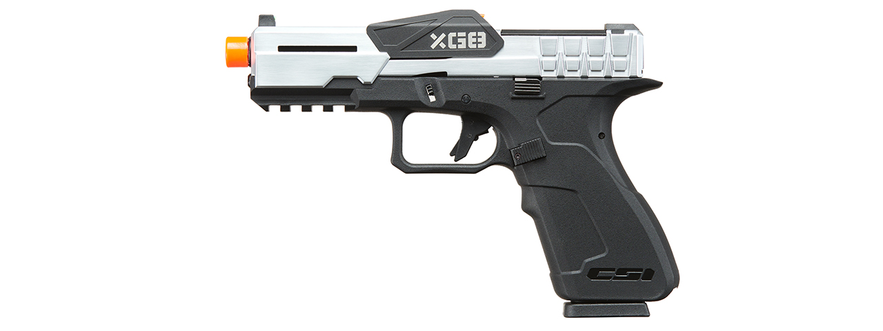 Poseidon CSI XG8 Gas Blow Back Aluminum Pistol - (Metal/Silver) - Click Image to Close