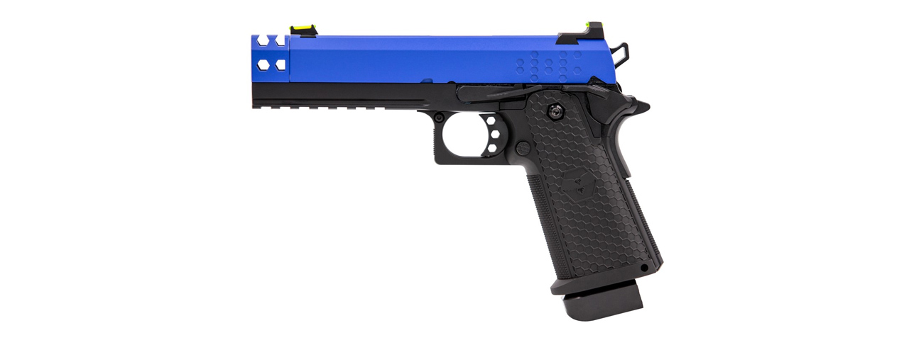 Raven Hi-Capa HEX-Comp Dual Tone Pistol - (Black/Blue) - Click Image to Close